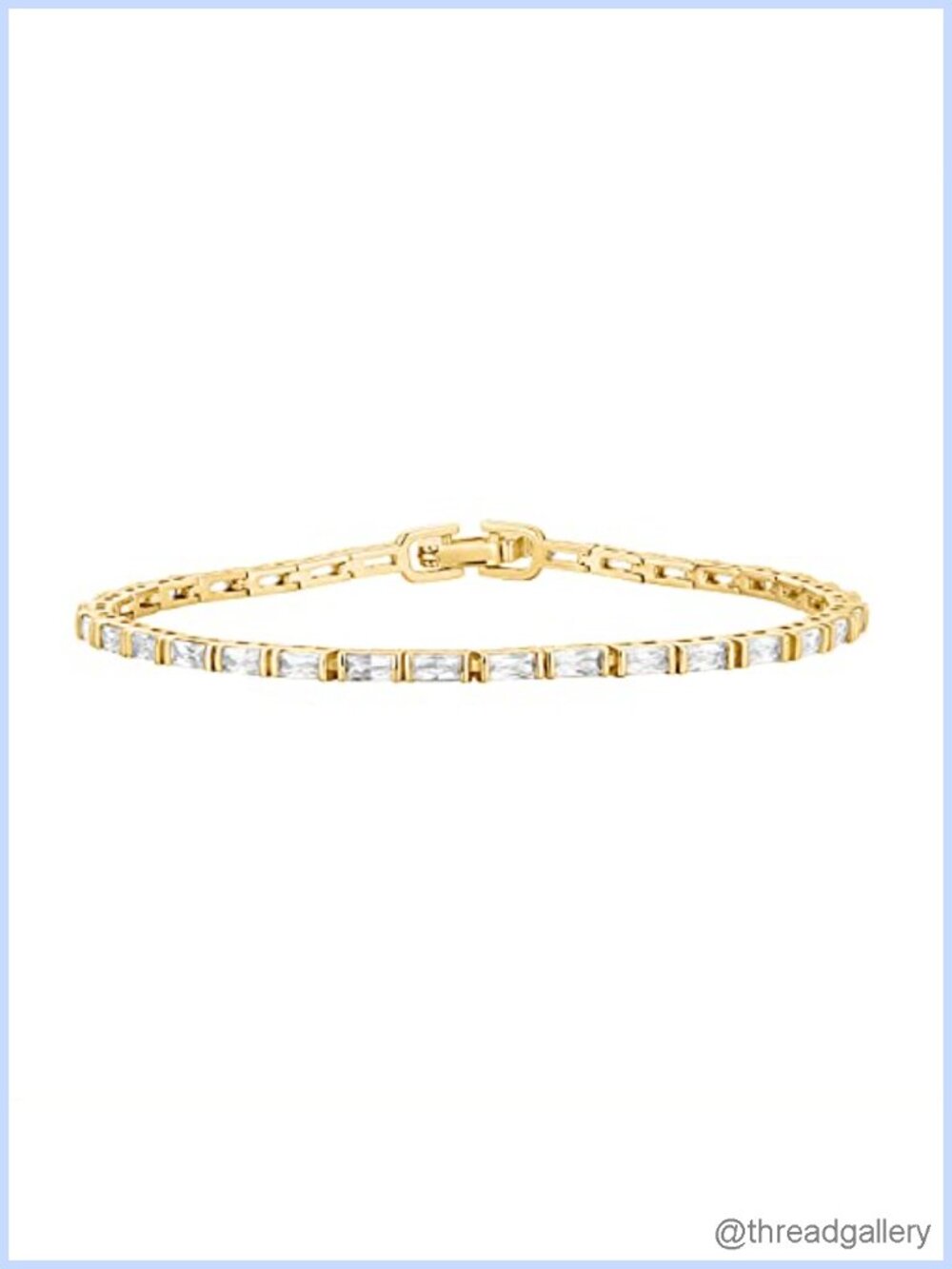 14K Gold Plated Tennis Bracelet Women Emerald Cut CZ